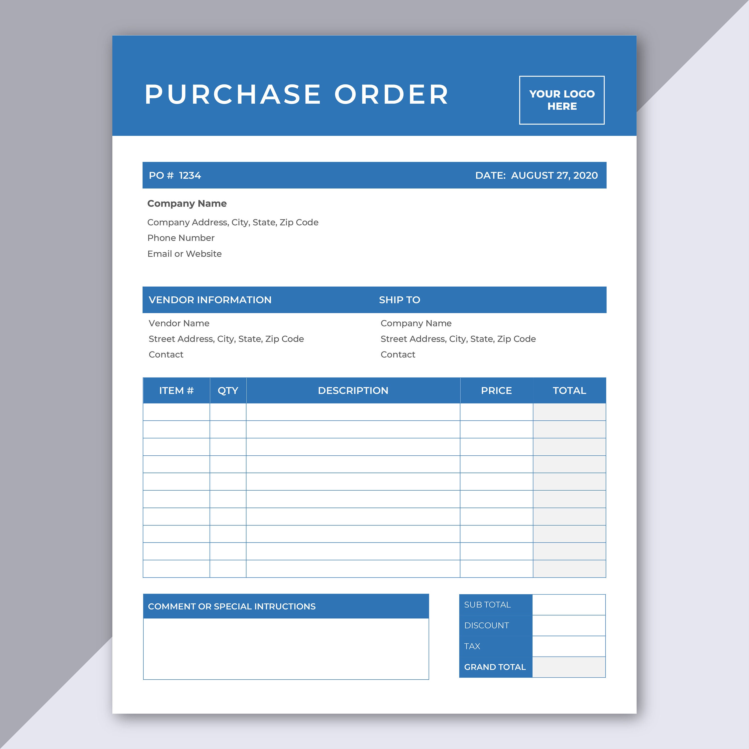 Detail Purchase Order Template Nomer 23