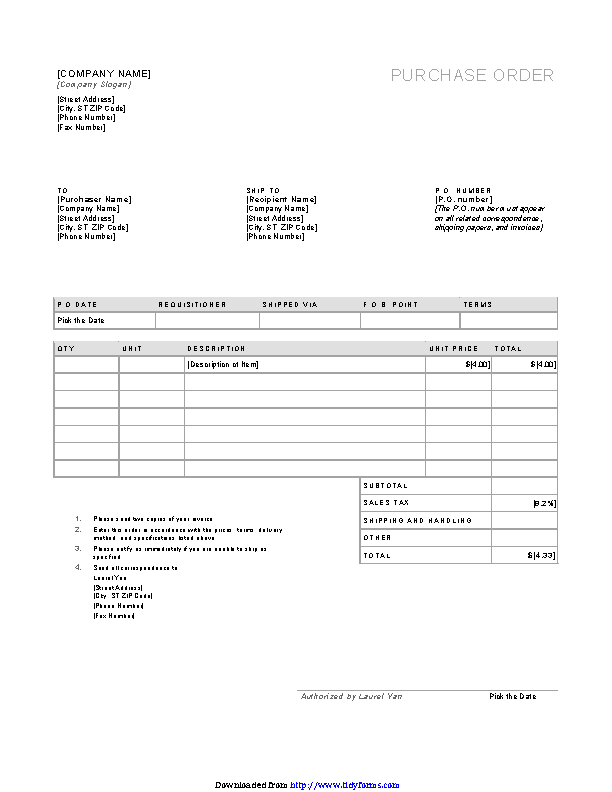 Detail Purchase Order Template Nomer 30