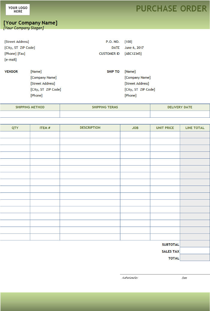 Detail Purchase Order Template Nomer 34