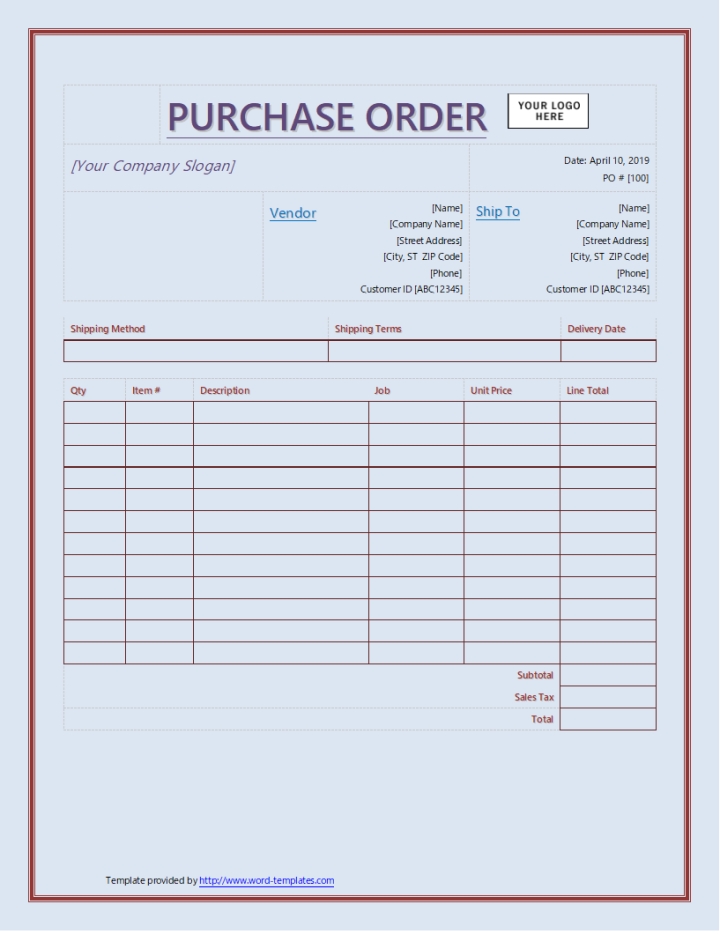 Detail Purchase Order Template Nomer 35