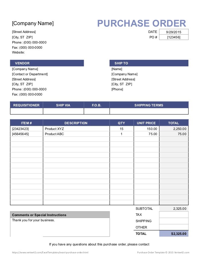 Detail Purchase Order Template Nomer 5