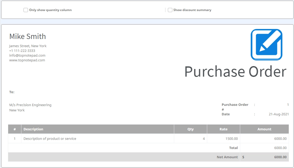 Detail Purchase Order Template Nomer 41