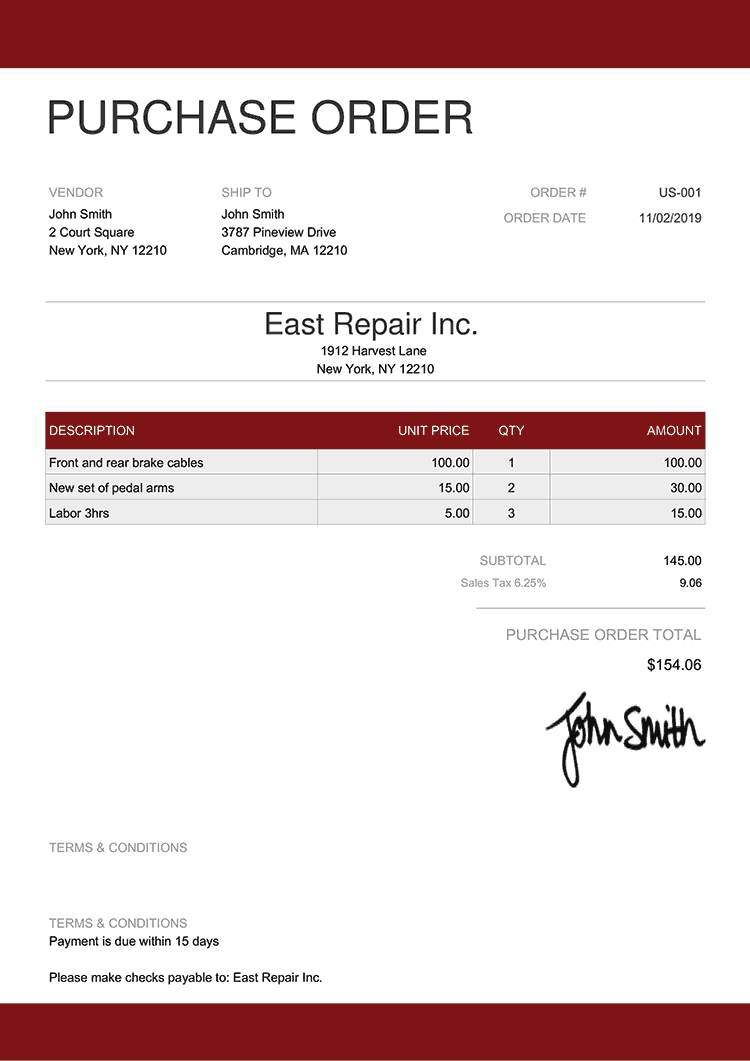 Detail Purchase Order Template Nomer 42