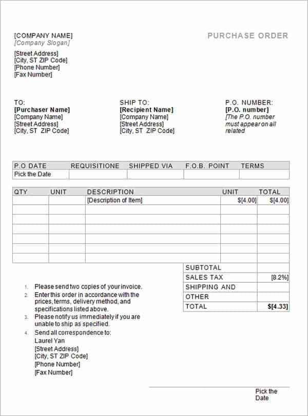 Detail Purchase Order Template Nomer 45