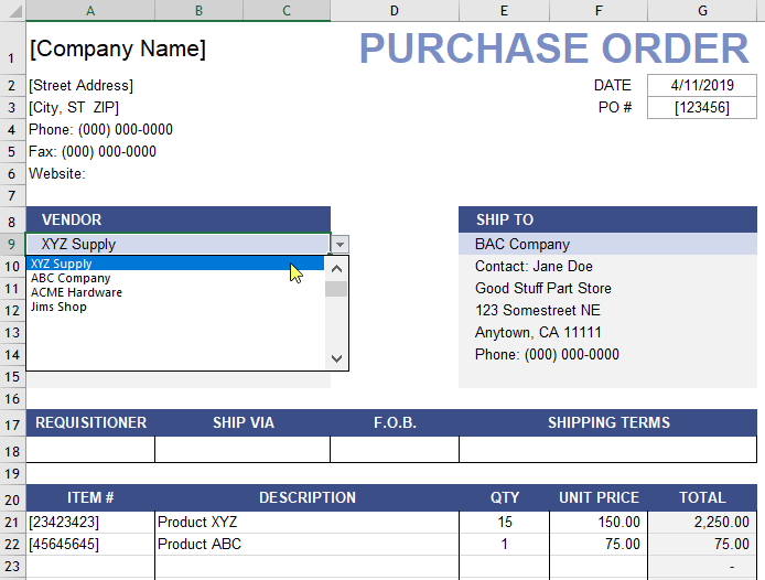 Detail Purchase Order Template Nomer 47