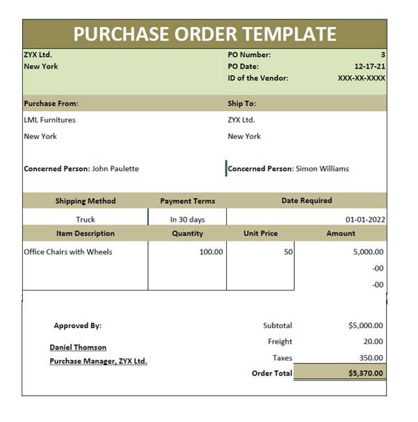 Detail Purchase Order Template Nomer 54