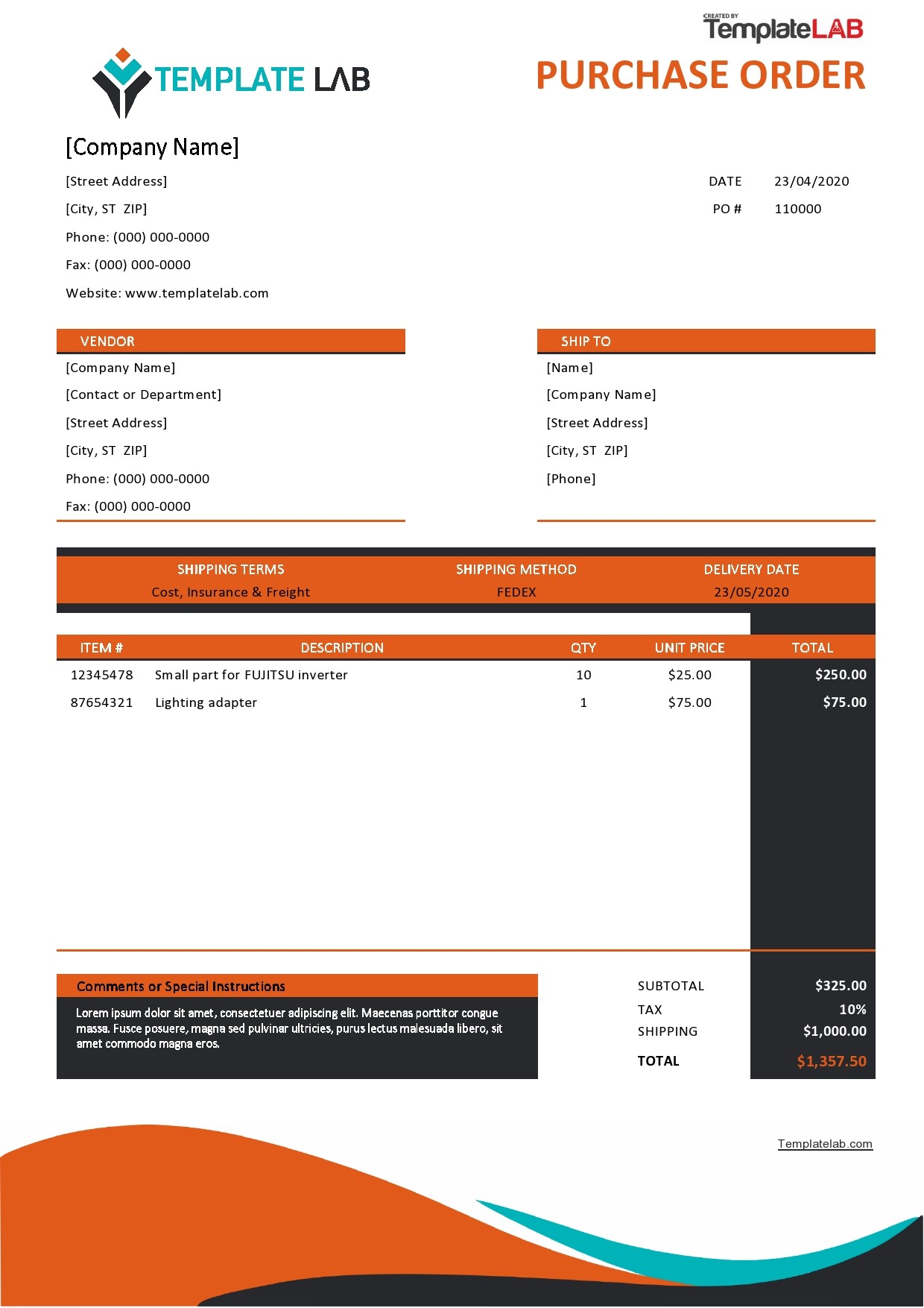 Detail Purchase Order Template Nomer 7