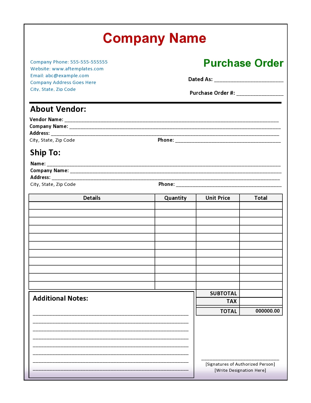 Detail Purchase Order Template Nomer 9