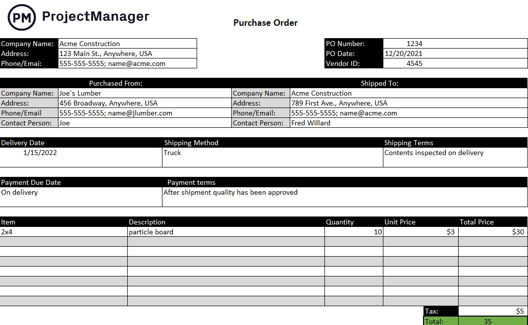 Detail Purchase Order Template Excel Nomer 16