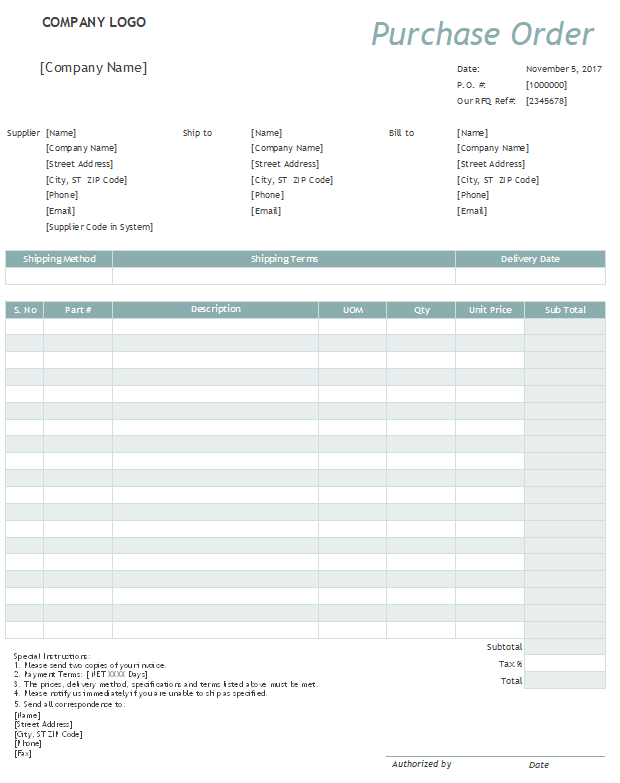 Detail Purchase Order Template Excel Nomer 21
