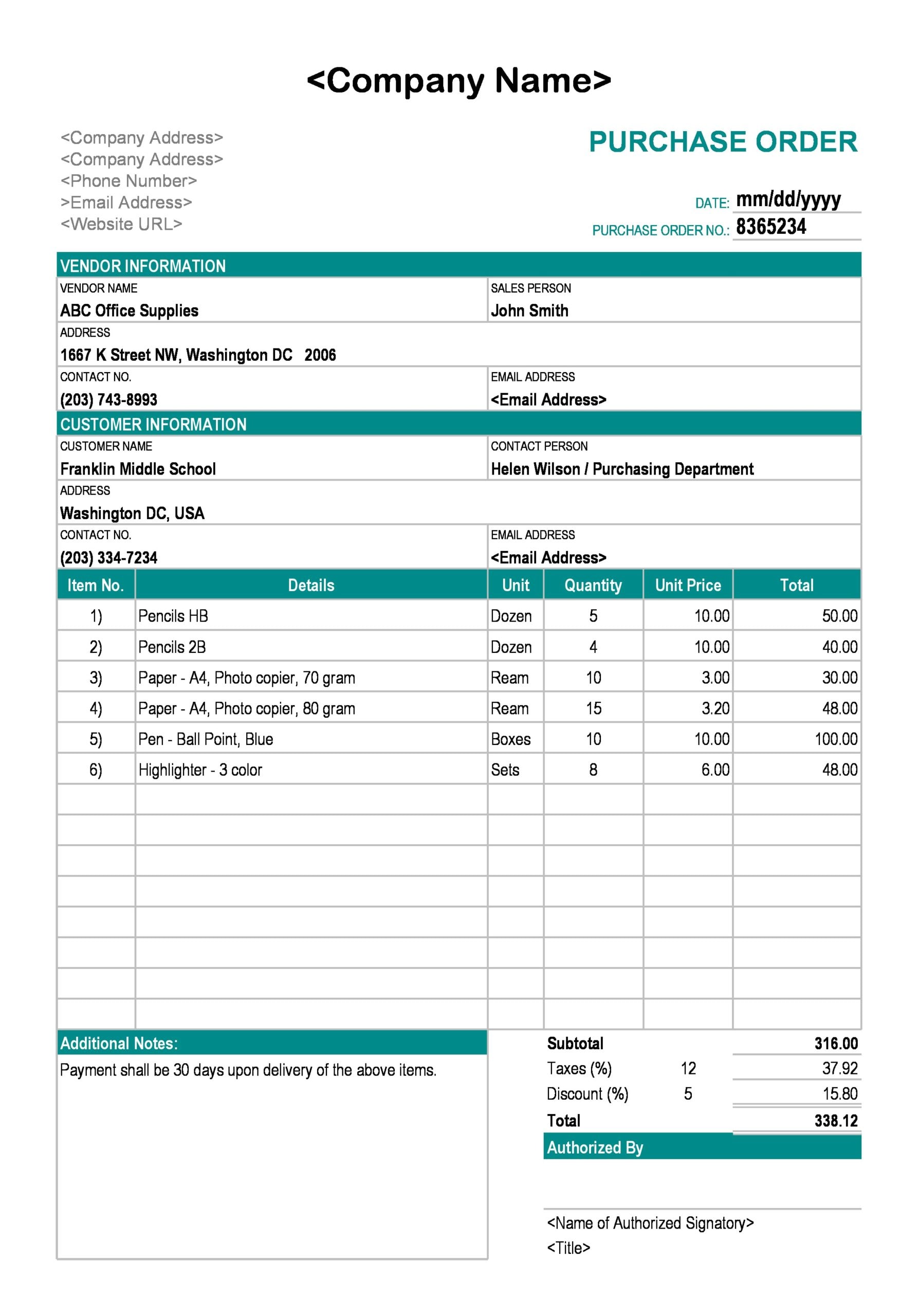 Detail Purchase Order Template Excel Nomer 26