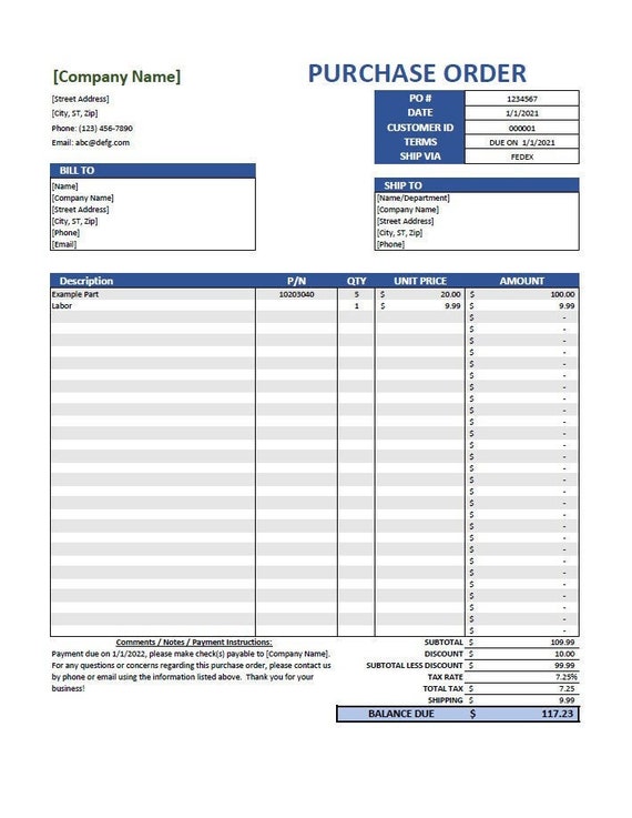 Detail Purchase Order Template Excel Nomer 34