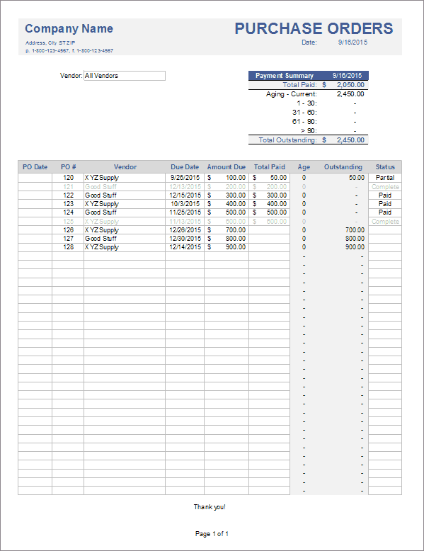 Detail Purchase Order Template Excel Nomer 36