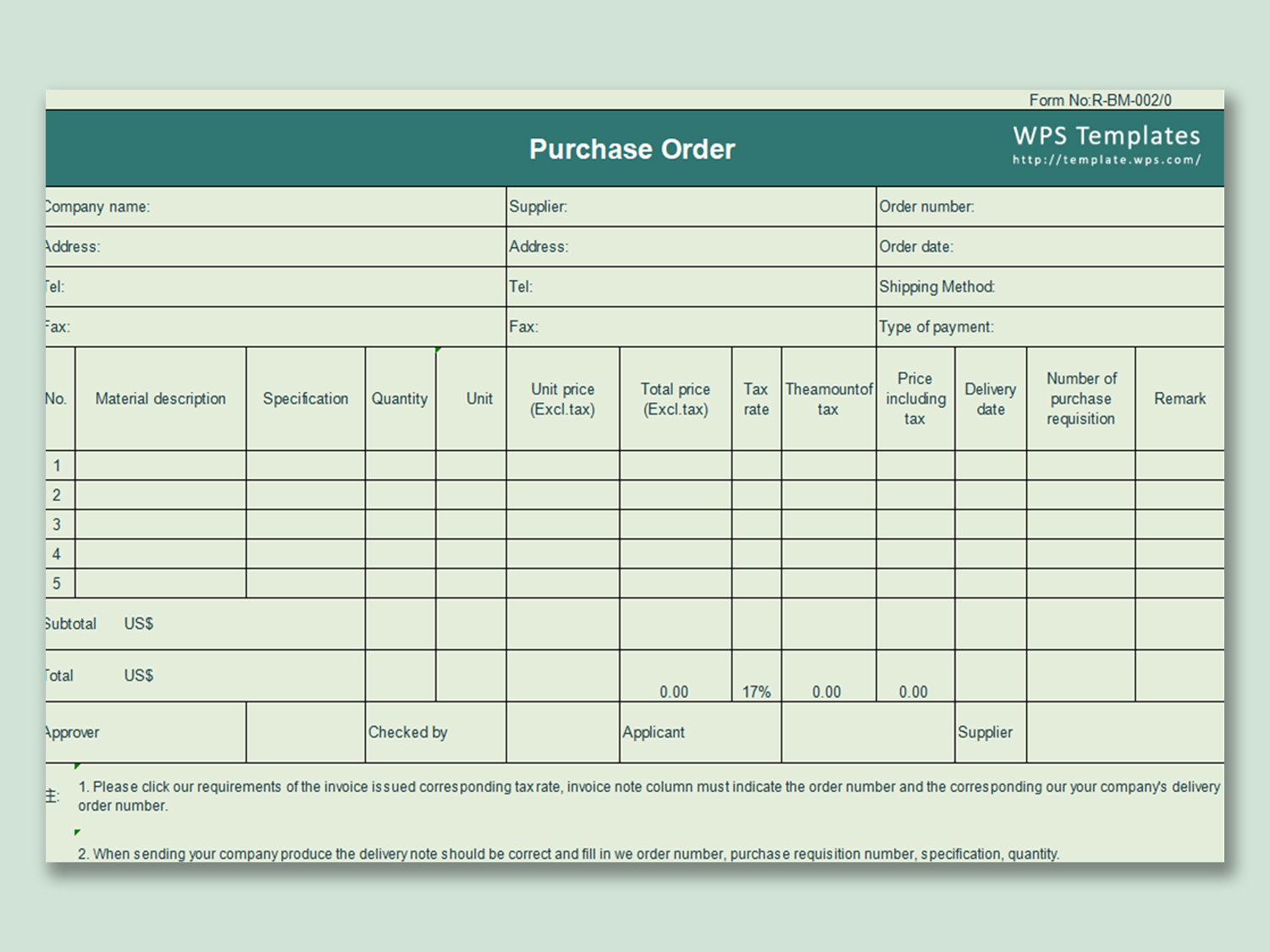 Detail Purchase Order Template Excel Nomer 40