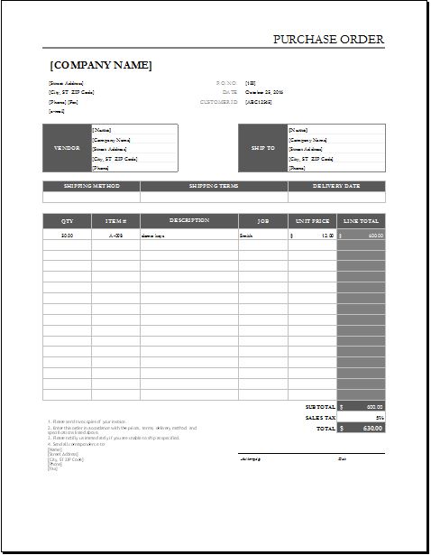 Detail Purchase Order Template Excel Nomer 43