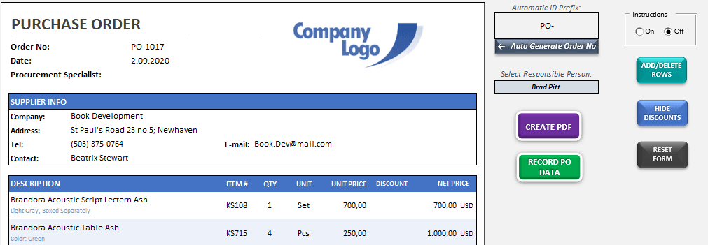 Detail Purchase Order Template Excel Nomer 44