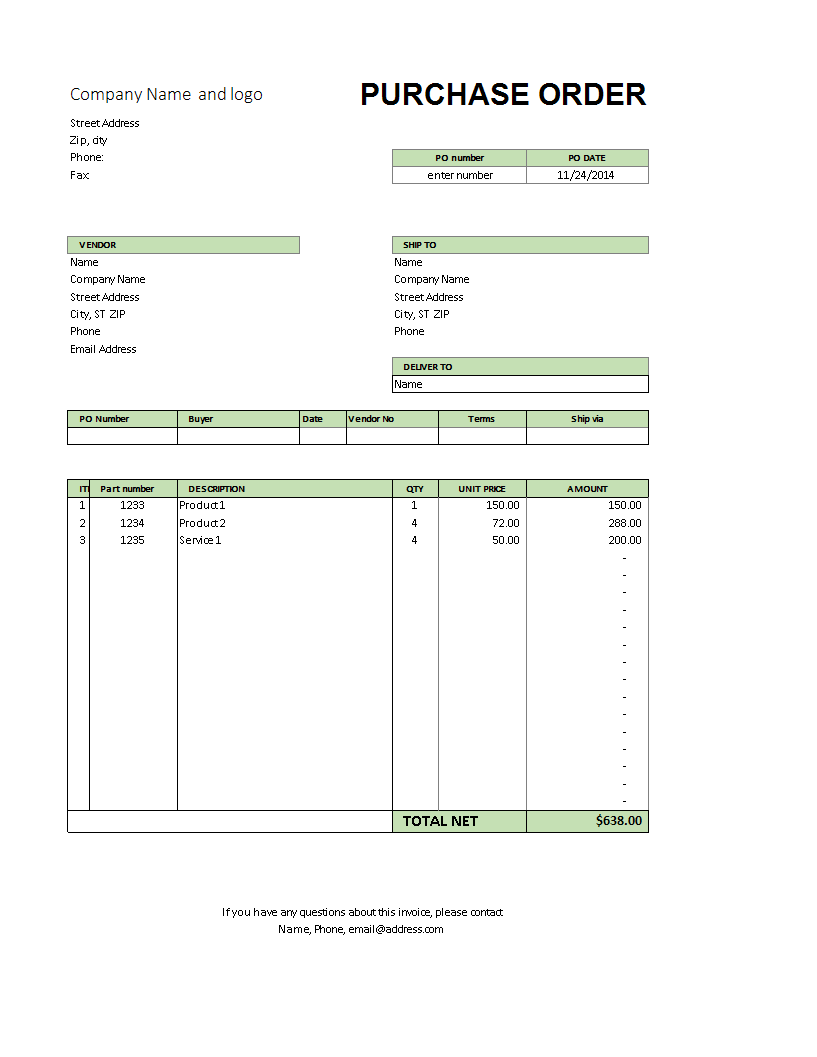 Detail Purchase Order Template Excel Nomer 47