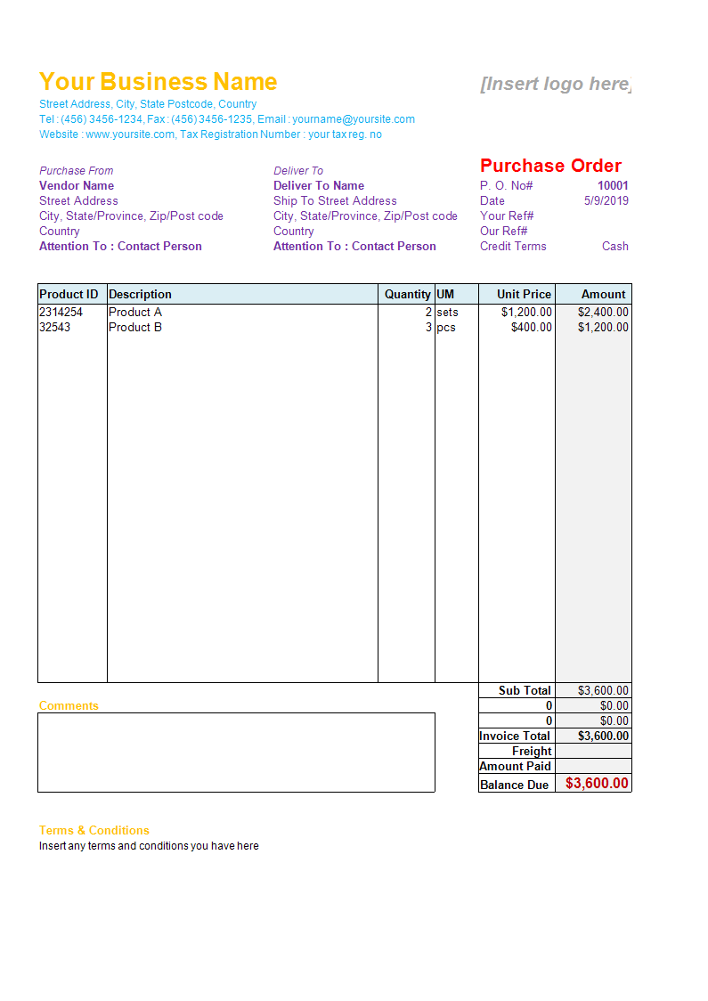 Detail Purchase Order Template Excel Nomer 51