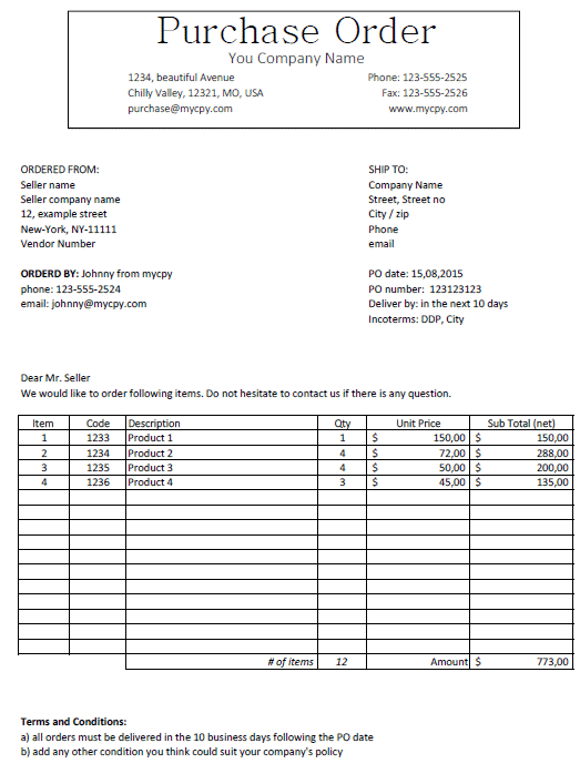 Detail Purchase Order Template Excel Nomer 52