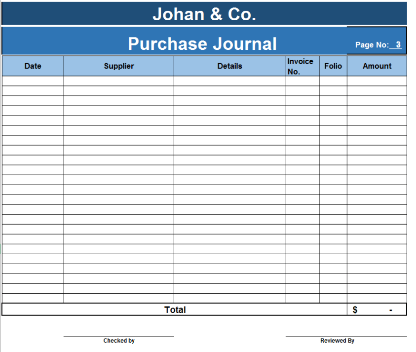 Detail Purchases Journal Template Excel Nomer 2