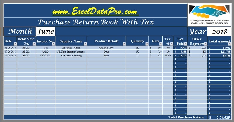 Detail Purchases Journal Template Excel Nomer 31