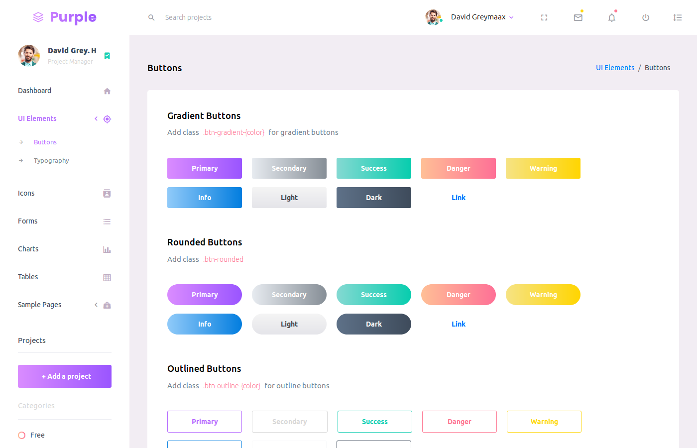 Detail Purple Admin Template Nomer 3