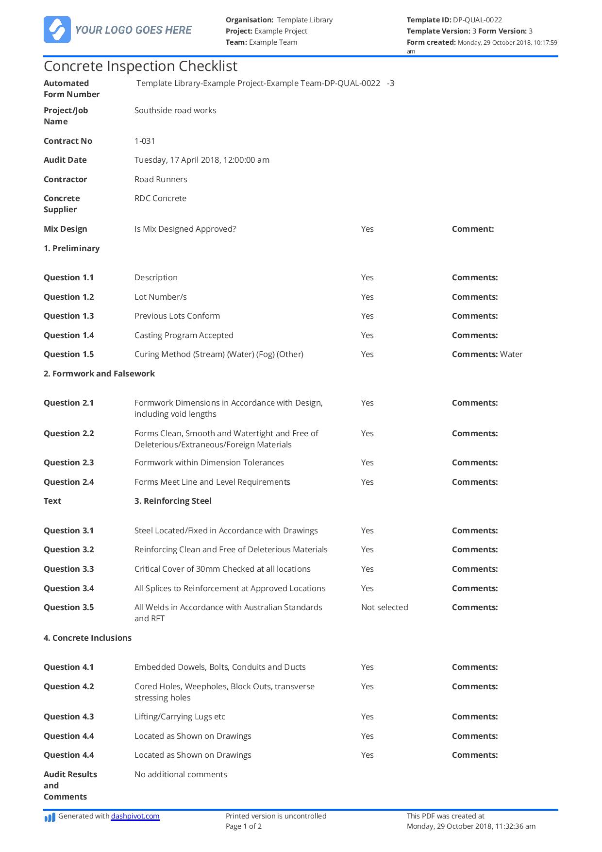 Detail Qa Checklist Template Nomer 20