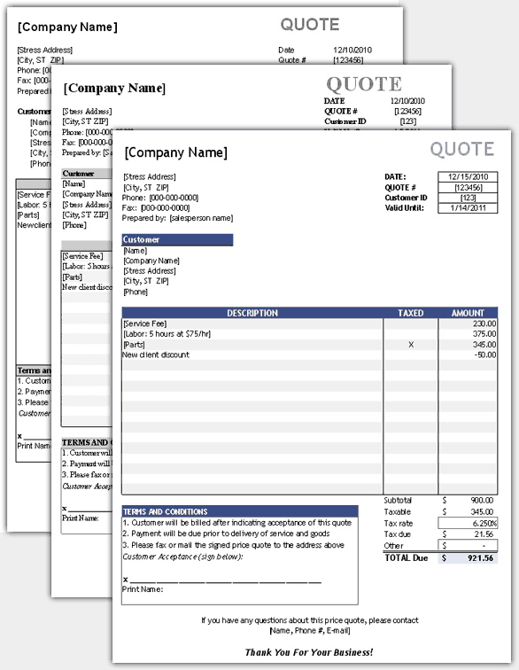 Quotation Template Excel - KibrisPDR