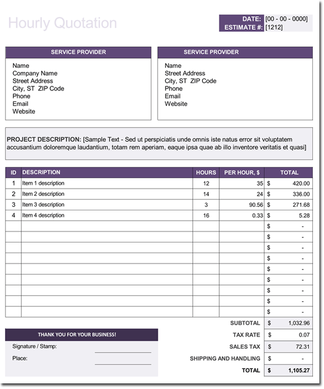 Detail Quotation Template Excel Nomer 11