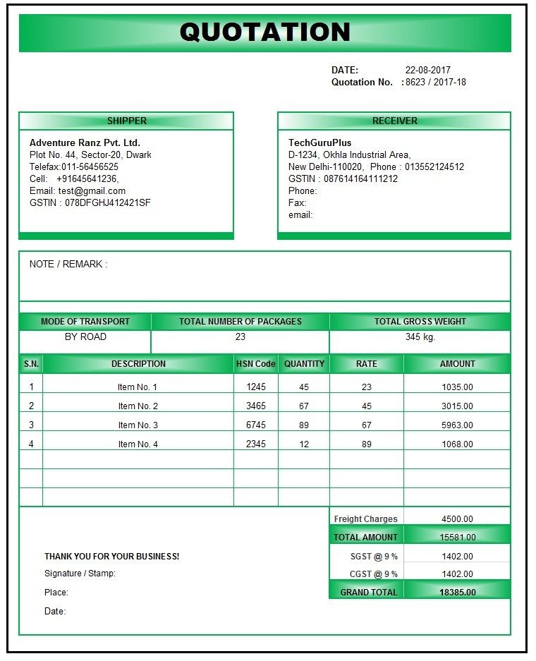 Detail Quotation Template Excel Nomer 13