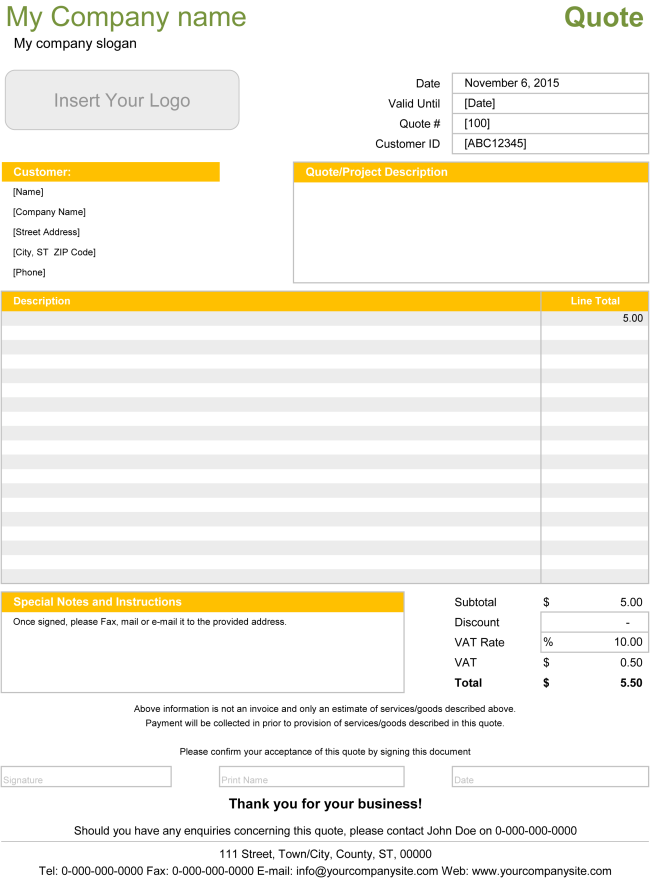 Detail Quotation Template Excel Nomer 14