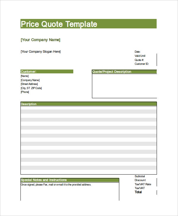 Detail Quotation Template Excel Nomer 15
