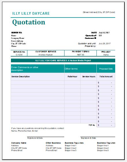 Detail Quotation Template Excel Nomer 18