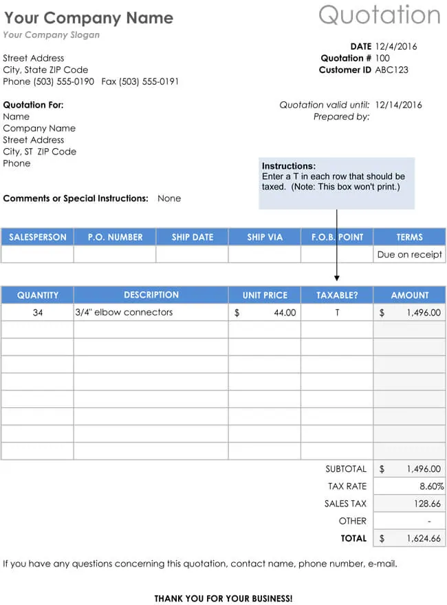 Detail Quotation Template Excel Nomer 20