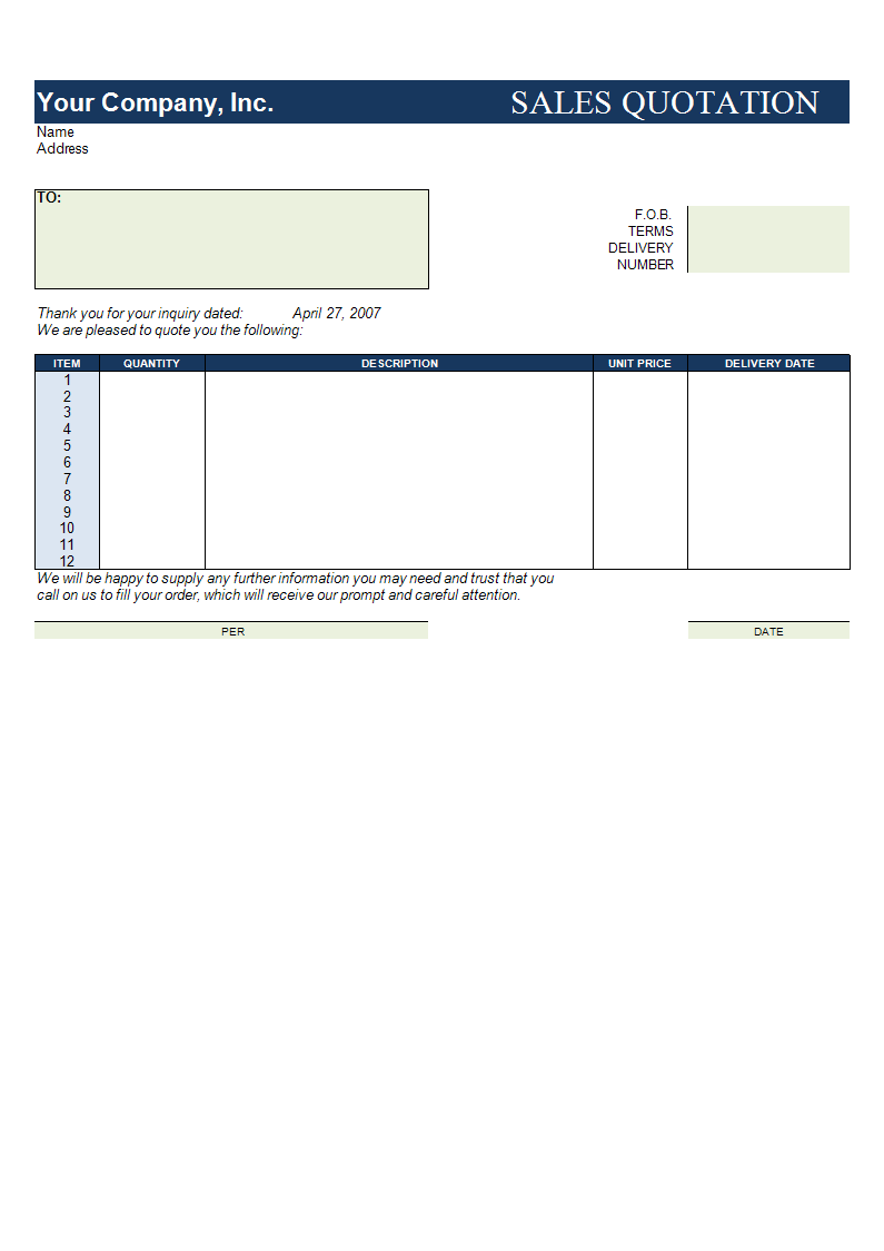 Detail Quotation Template Excel Nomer 21