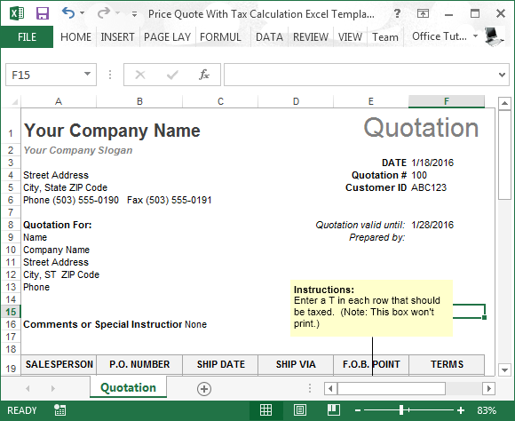 Detail Quotation Template Excel Nomer 23
