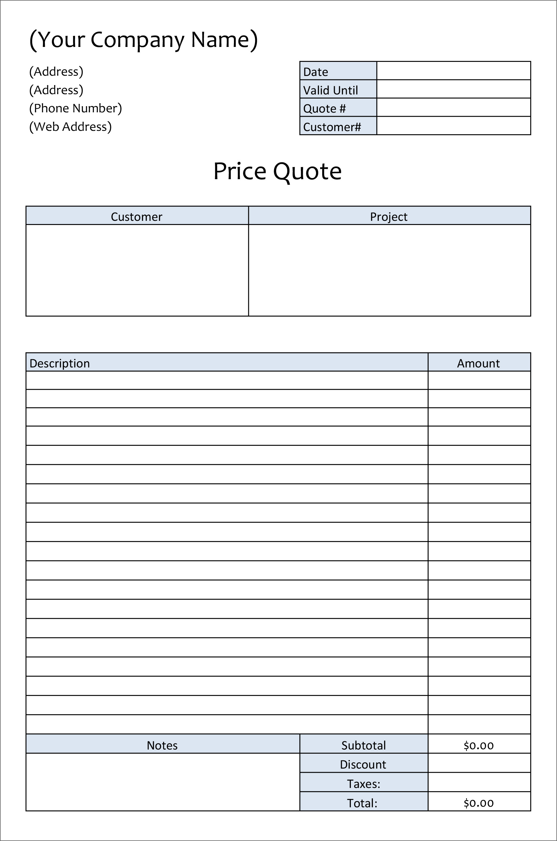 Detail Quotation Template Excel Nomer 25
