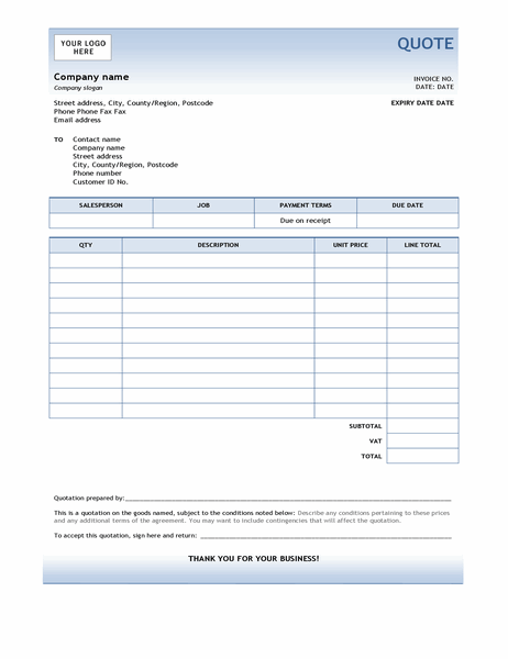 Detail Quotation Template Excel Nomer 26
