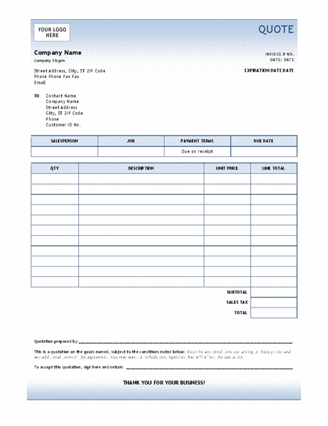 Detail Quotation Template Excel Nomer 4