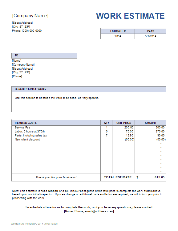 Detail Quotation Template Excel Nomer 30