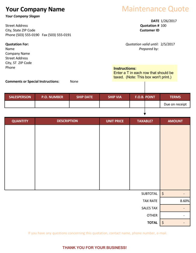 Detail Quotation Template Excel Nomer 31