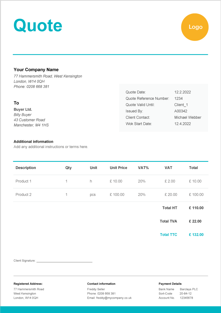 Detail Quotation Template Excel Nomer 35