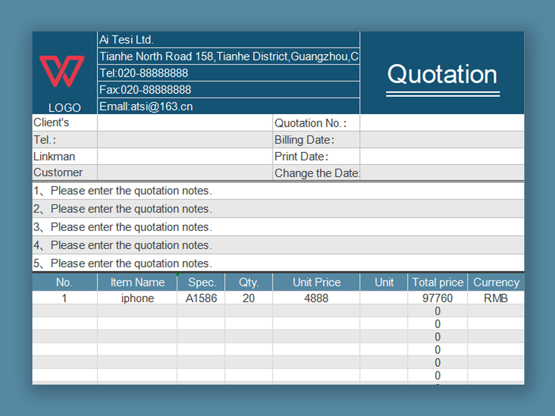 Detail Quotation Template Excel Nomer 39