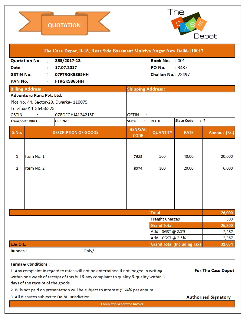 Detail Quotation Template Excel Nomer 49