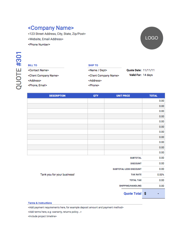 Detail Quotation Template Excel Nomer 7