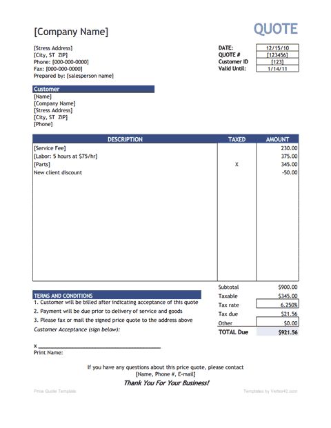 Detail Quotation Template Excel Nomer 8