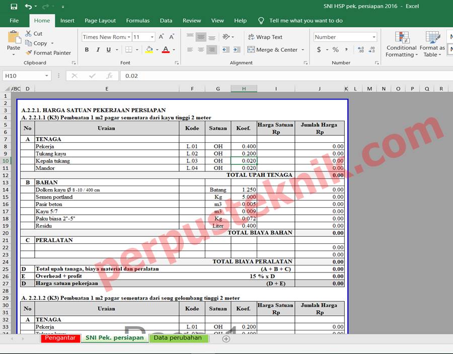 Detail Rab Rumah Type 36 Excel 2019 Nomer 25