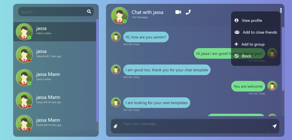 Detail React Chat Template Nomer 10