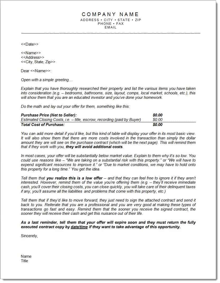 Detail Real Estate Offer Letter Template Nomer 52