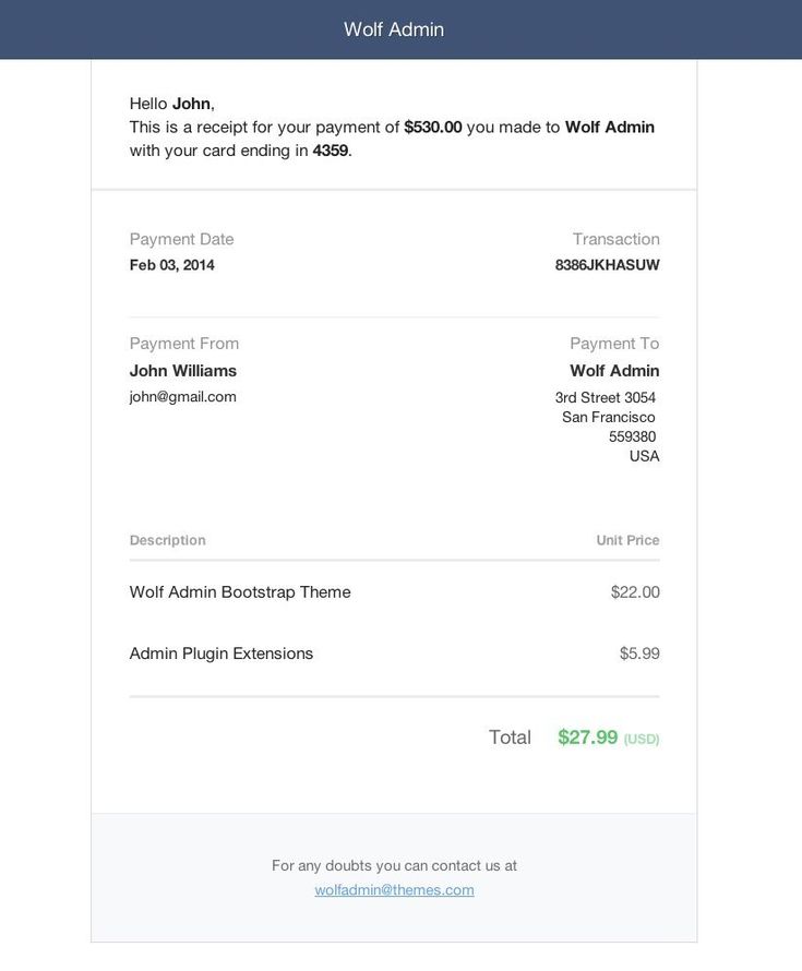 Detail Receipt Email Template Html Nomer 48